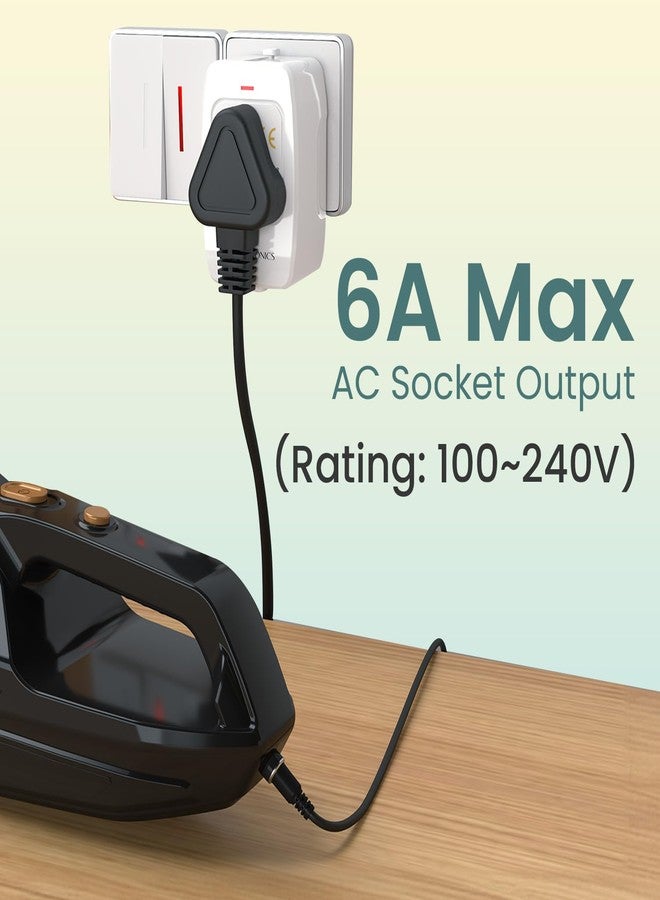 بورترونيكس محول السفر العالمي Portronics Juicemate 3 مزود بمخرج مقبس تيار متردد 6 أمبير، مقبس تيار متردد عالمي، محول شحن سريع للسفر الدولي، مناسب لأكثر من 200 دولة (أبيض) - Image 4